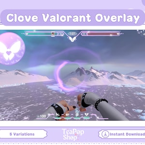 Clove Purple Butterfly Valorant Overlay HUD Customizable Valorant Clove Stream Overlay for Twitch OBS or YouTube Valorant Emotes image 1