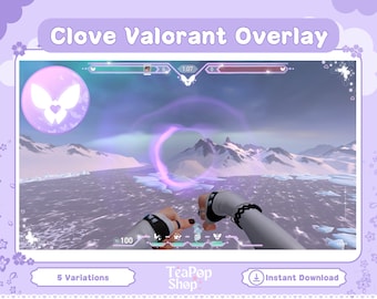 Kruidnagel paarse vlinder Valorant overlay | HUD aanpasbaar | Valorant Kruidnagel | Stream-overlay voor Twitch OBS of YouTube | Valorante emoties