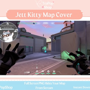 Cubierta de mapa para Valorant Jett Kitty Kunai/Superposición de Valorant/HUD personalizable/Valorant Jett/Superposición de transmisión de Jett Twitch/Emotes de Valorant