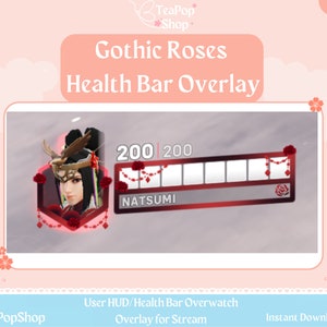 Gothic Roses Overwatch Overlay | Health Bar User HUD Overlay | Twitch Overlay | Mercy Twitch Overlay | Overwatch 2 | Overwatch Emotes Kiriko