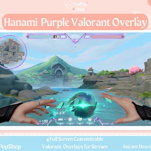 Hanami Purple Sakura Valorant Overlay | HUD Customizable | Cherry Blossom | Purple Stream Overlay for Twitch OBS YouTube | Valorant Emotes
