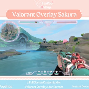 Pastel Sakura Valorant Overlay | HUD Customizable | Cherry Blossom | Pink Purple Stream Overlay for Twitch OBS or YouTube | Valorant Emotes