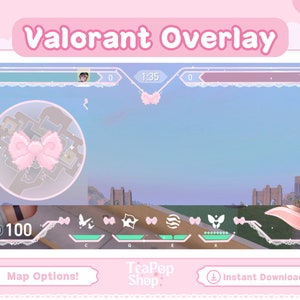 Pink Cute Core Valorant Overlay | HUD Customizable | Valorant Clove | Stream Overlay for Twitch OBS or YouTube | Valorant Emotes
