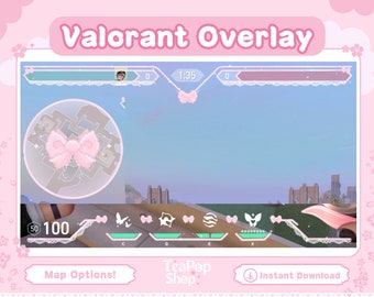 Superposition de coeur Valorant rose mignon | HUD personnalisable | clou de girofle Valorant | Superposition de flux pour Twitch OBS ou YouTube | Émoticônes valeureux