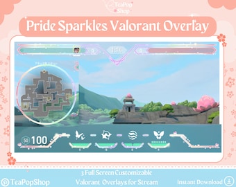 Superposition de valeur scintillante de fierté scintillante | HUD personnalisable | clou de girofle Valorant | Superposition de flux pour Twitch OBS ou YouTube | Mois de la fierté des emotes Valorant
