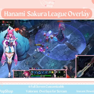 Hanami Sakura Pink League of Legends Game Overlay for Stream | Cherry Blossom Overlay Twitch | League | Pink Purple Overlay | Lux Kai&#39;sa