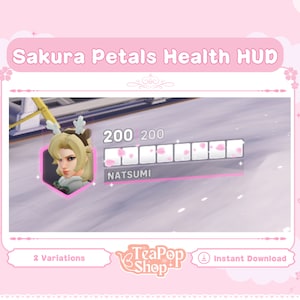 Cherry Blossom Petals | Health Bar User HUD Overwatch Overlay | Twitch Overlay | Mercy Twitch Overlay | Stream Screens | Overwatch Emotes