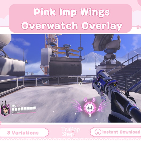 Pink Imp Devil Wings Overwatch Overlay Customizable Twitch Overlay | Pink | Kawaii Twitch Overlay Package| Stream Screens | Cute | Simple