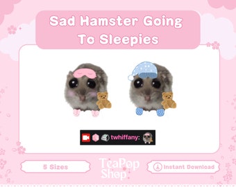 Hamster triste en train de dormir | Triste Tiktok Meme Hamster | Emote de panier | Téléchargement instantané | Emote meme | Emote en streaming | Emote de hamster