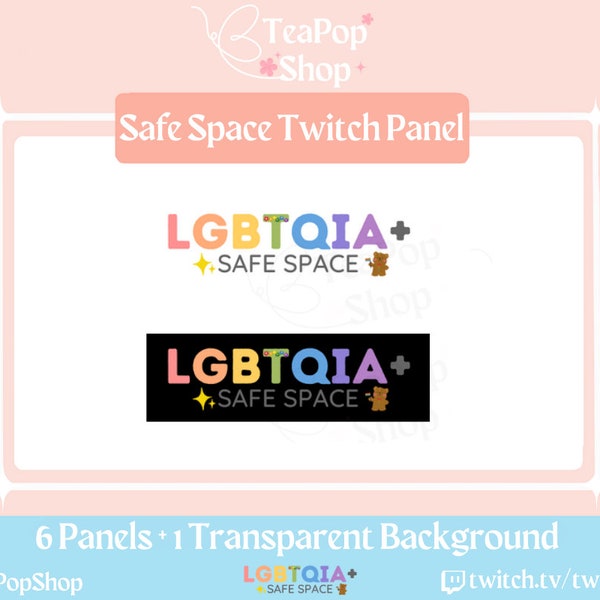 LGBTQIA+ Safe Space Twitch Panel Customisable  | P2U Overlay | Panels | Emotes | Badges | Rainbow | PRIDE | Love | Support