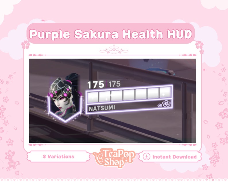 Pastel Purple Sakura Mercy Health Bar User HUD Overwatch Overlay Twitch ...