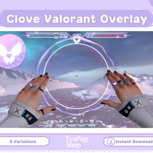 Clove Purple Butterfly Valorant Overlay HUD Customizable Valorant Clove Stream Overlay for Twitch OBS or YouTube Valorant Emotes image 2