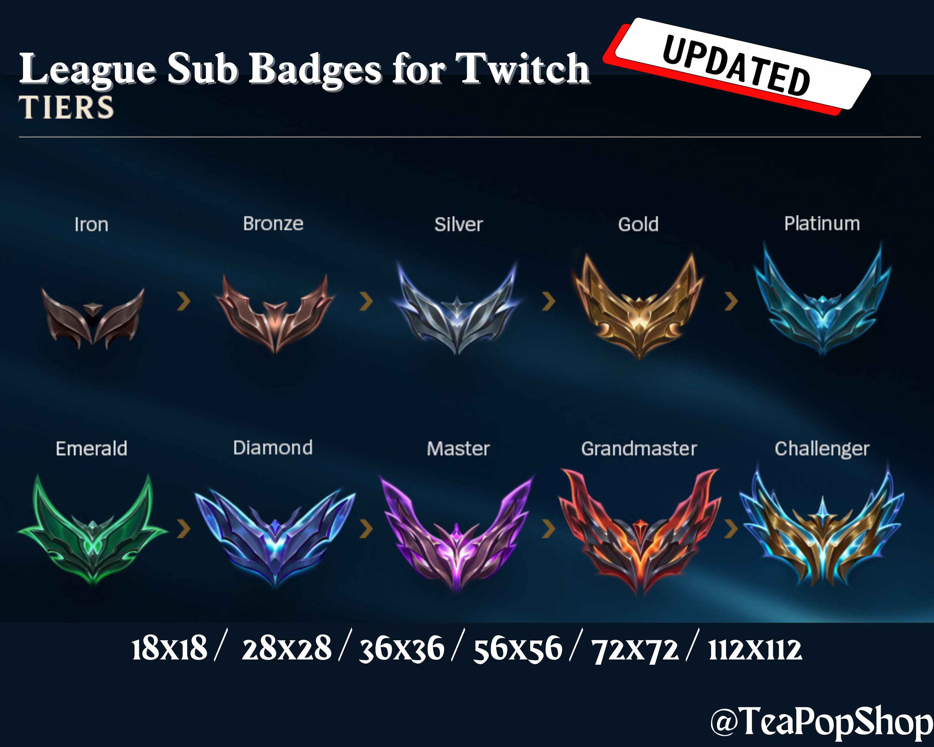 League of Legends Rank Icon Pack, Png Seamless Background, Iron, Bronze,  Silver, Gold, Platinum, Diamond, Master, Grandmaster, Challenger 