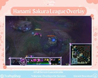 Superposition de jeu Hanami Sakura Purple League of Legends pour le streaming | Superposition de fleurs de cerisier Twitch | Ligue | Superposition rose pourpre | Lux Kai'sa