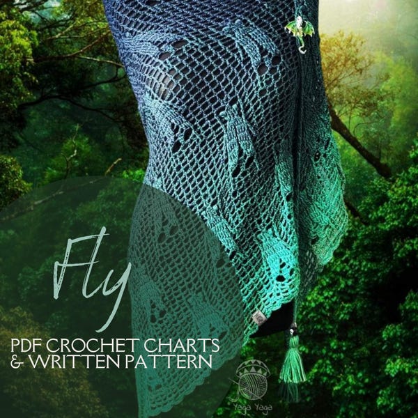 Schema all'uncinetto per scialle Fly