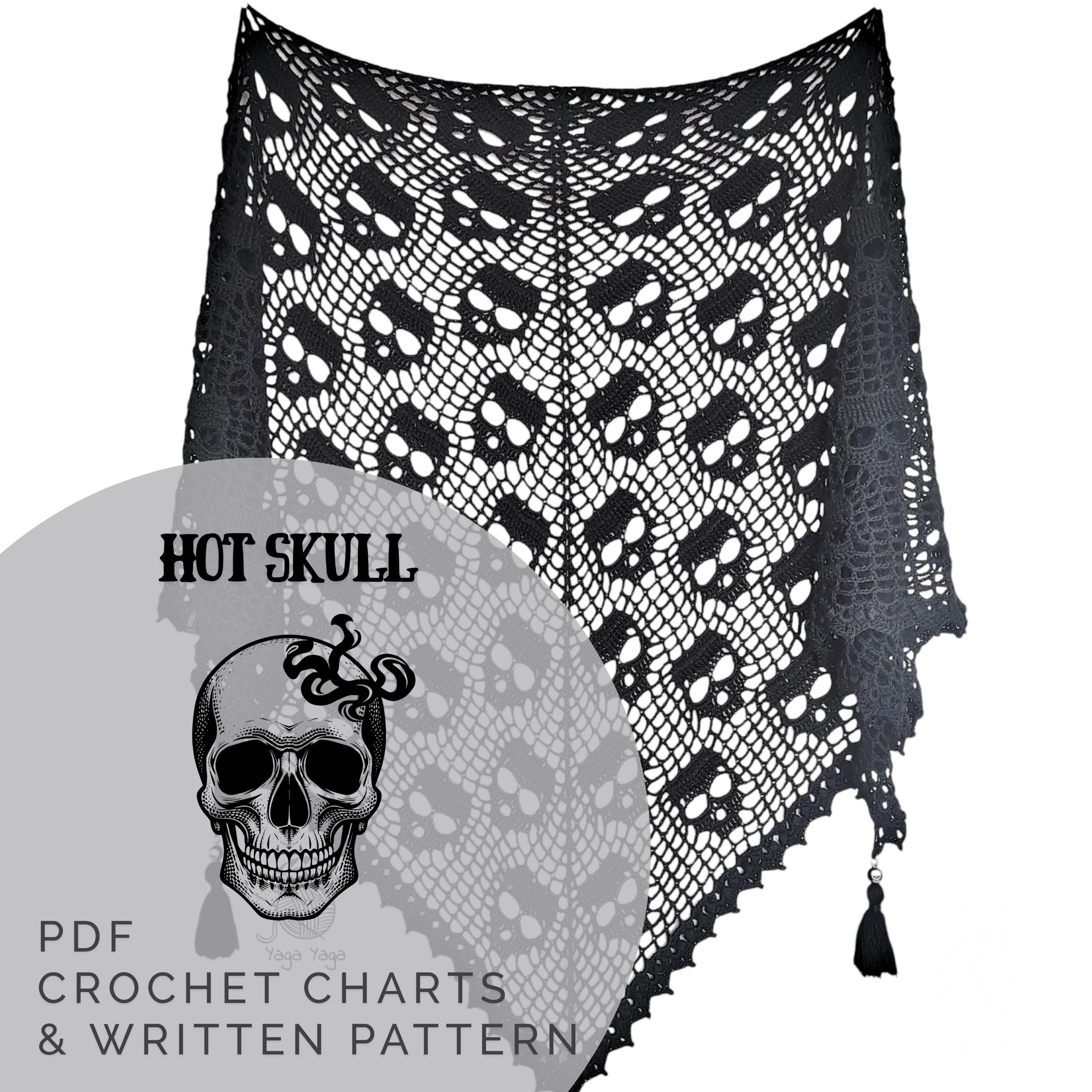 15 Skull Shawl Crochet Patterns for Gothic Wraps, Festival Layers, and Halloween Style 12 Hot Skull Shawl crochet