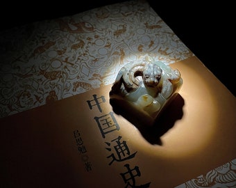 White Hetian Jade Seed Material【Dragon Seal】· Ancient Jade Stamp · Ancient China Office Seal · Antique Original Collectible