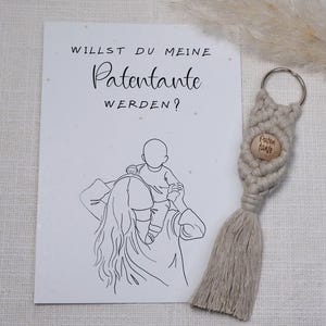 Patentante fragen Karte mit Schlüsselanhänger  | Willst du meine Patentante werden | Willst du mein Patenonkel werden