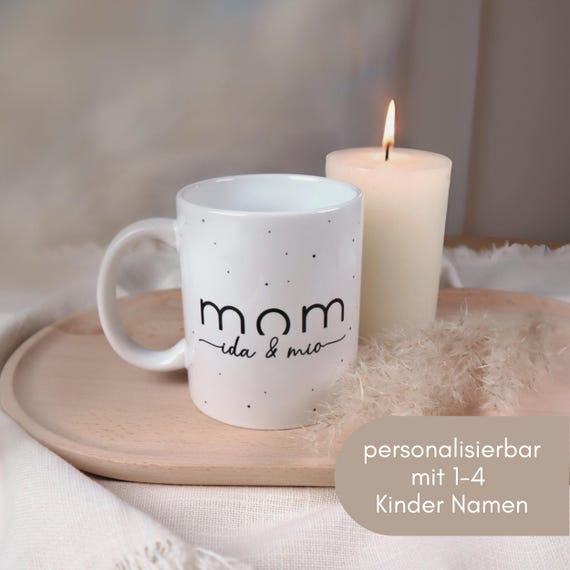 MOM Tasse mit Namen – personalisierte Geschenkidee | Keramiktasse für Mama | Muttertagsgeschenk