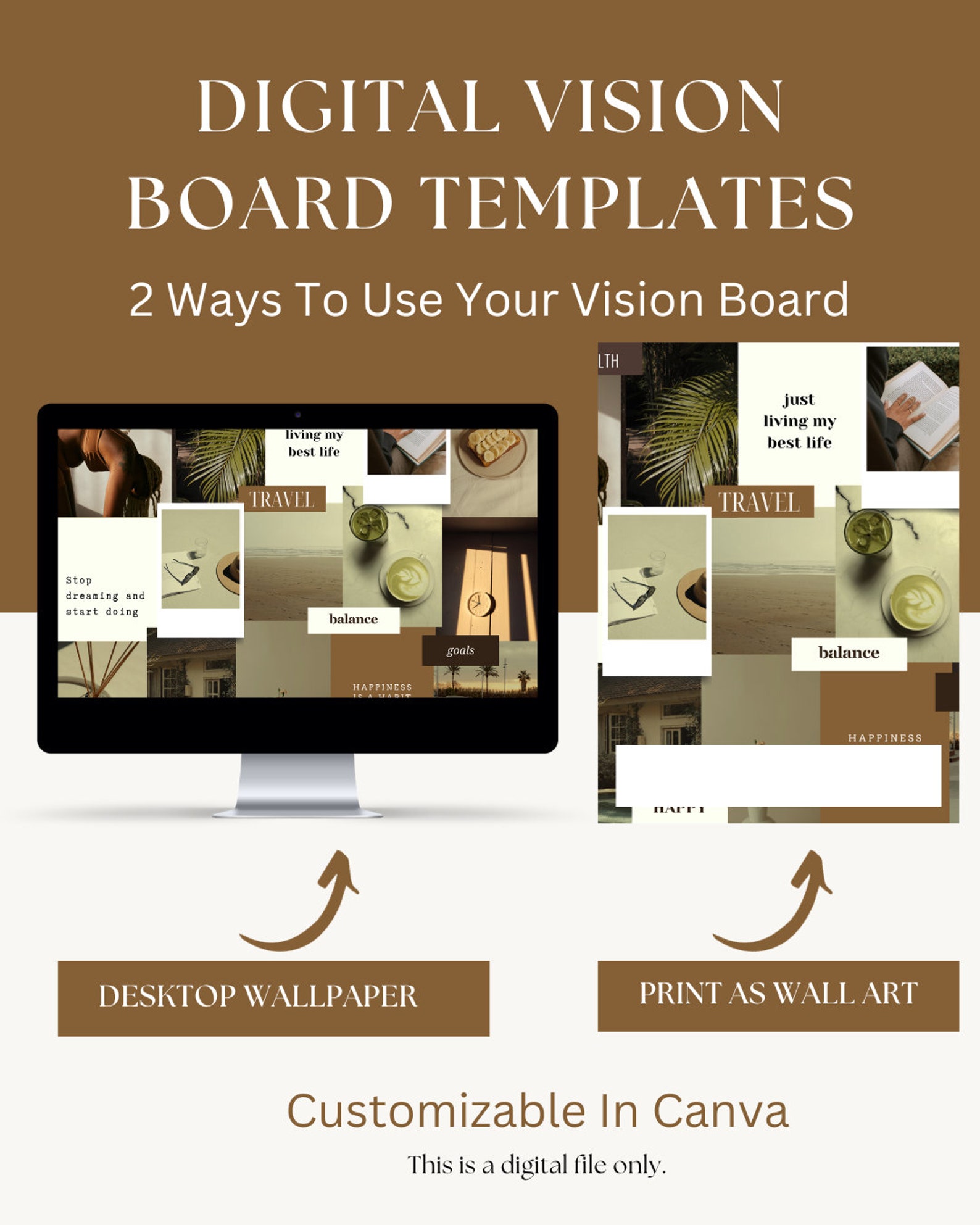 Vision Board Template Canva | Digital Dream Board | Manifestation ...