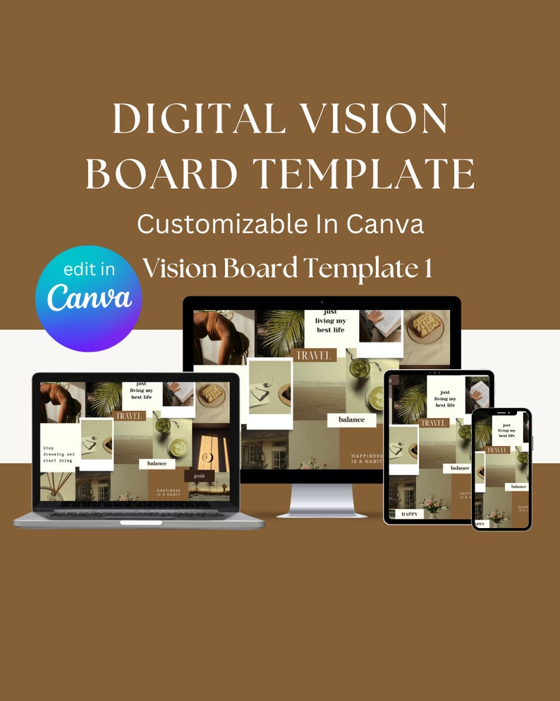 Vision Board Template Canva Digital Dream Board Manifestation Canva ...