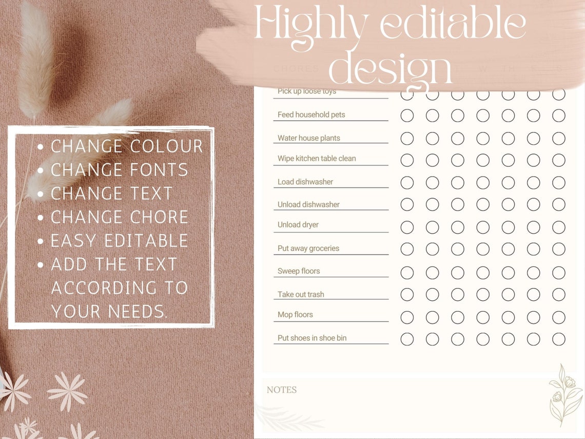 ADHD Chore Chart for Kids Adhd Planner Editable Chore Chart Etsy