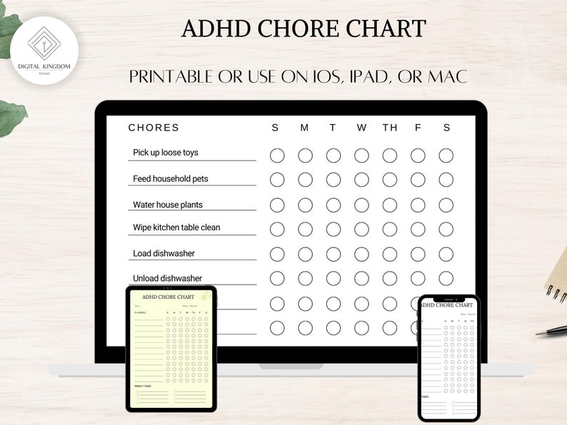 ADHD Chore Chart for Kids Adhd Planner Editable Chore Chart Etsy