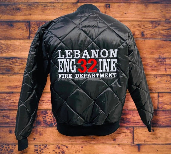 Firefighter Diamond Quilted Jackets Embroidered Etsy UK