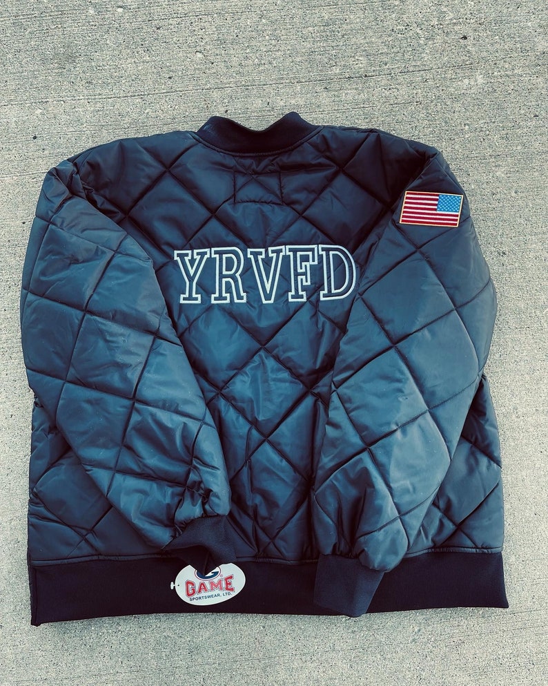 Firefighter Diamond Quilted Jackets Embroidered Etsy