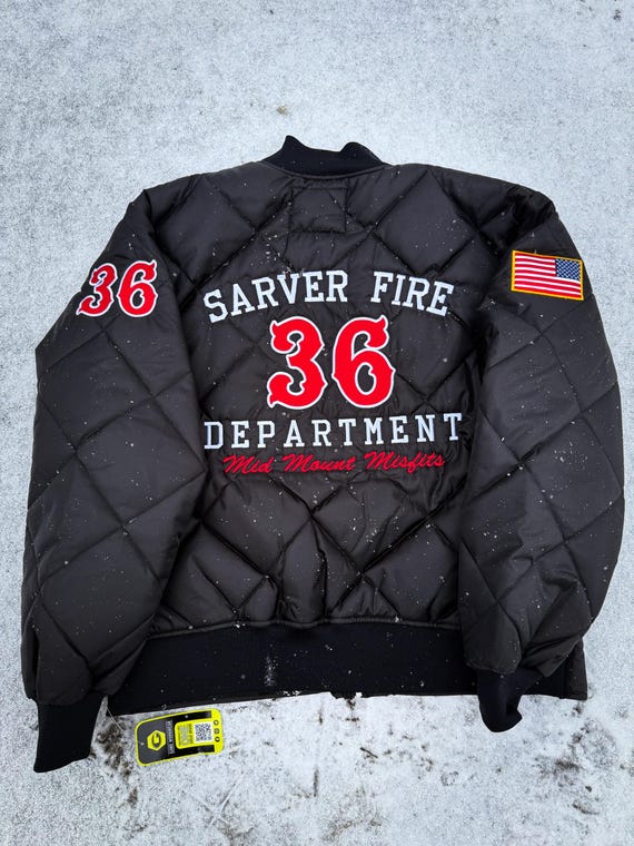 Firefighter Diamond Quilted Jackets- Embroidered - Etsy Norway