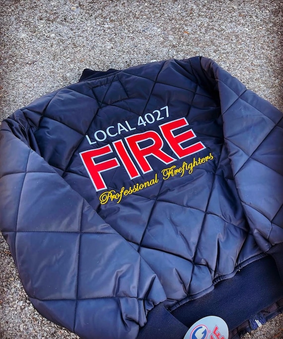 Firefighter Diamond Quilted Jackets- Embroidered - Etsy