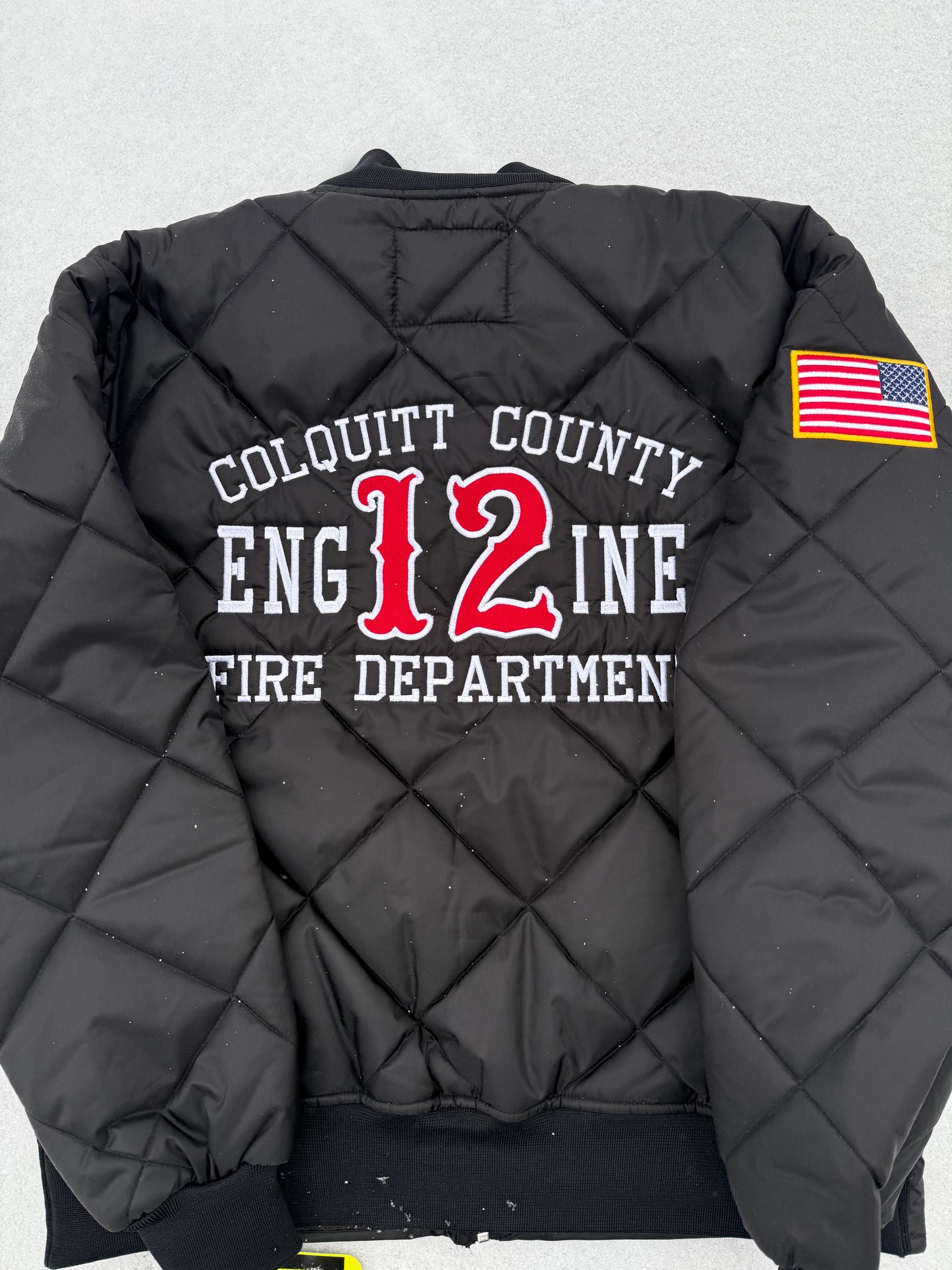 Firefighter Diamond Quilted Jackets- Embroidered - Etsy