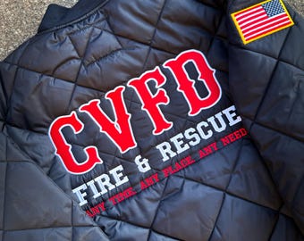 Firefighter Diamond Quilted Jackets- Embroidered