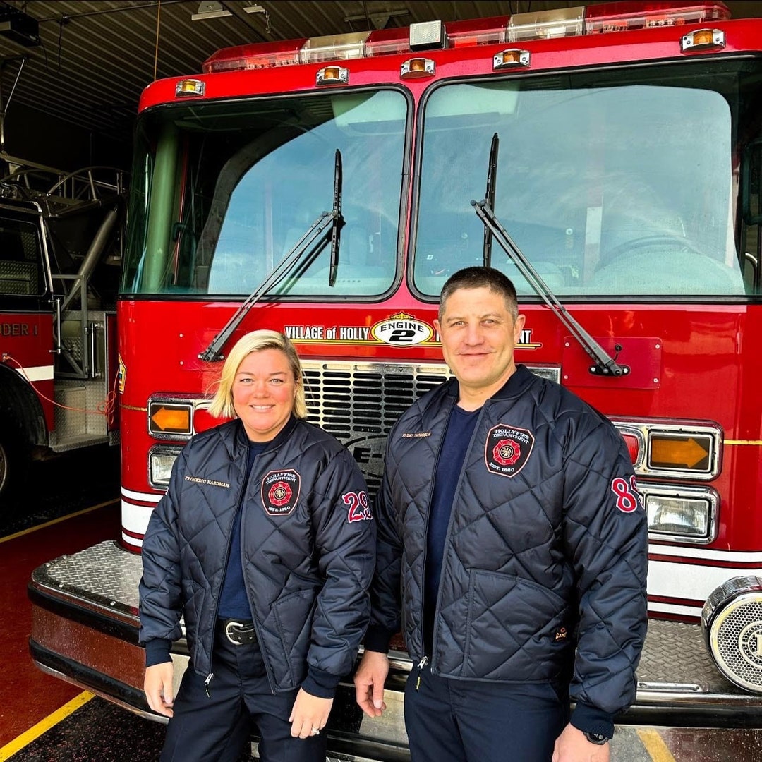 Firefighter Diamond Quilted Jackets- Embroidered - Etsy