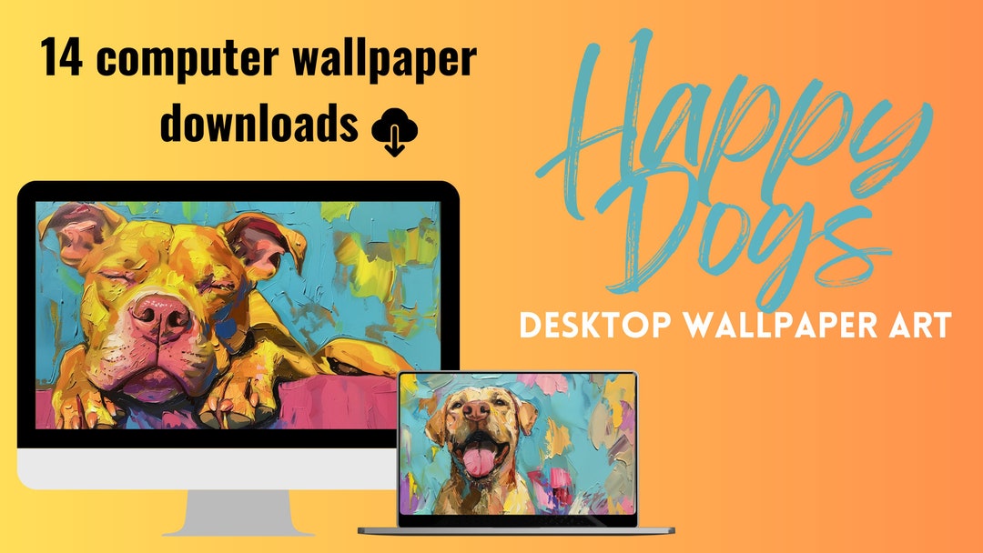 Happy Dogs Computer Wallpapers Digital Download - Etsy