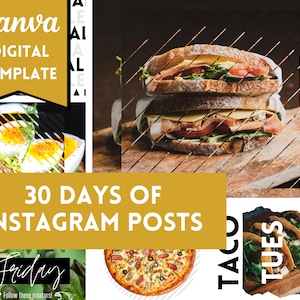 FOODIE INSTAGRAM TEMPLATE | Light food-blogger, baking, minimal recipe instagram digital template, editable template, canva template
