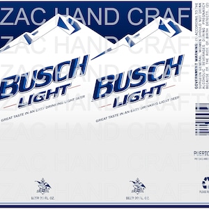 May include: A white can of Busch Light beer with blue text and a mountain scene. The can says "Great taste in an easy drinking light beer". The can is 20 fluid ounces.