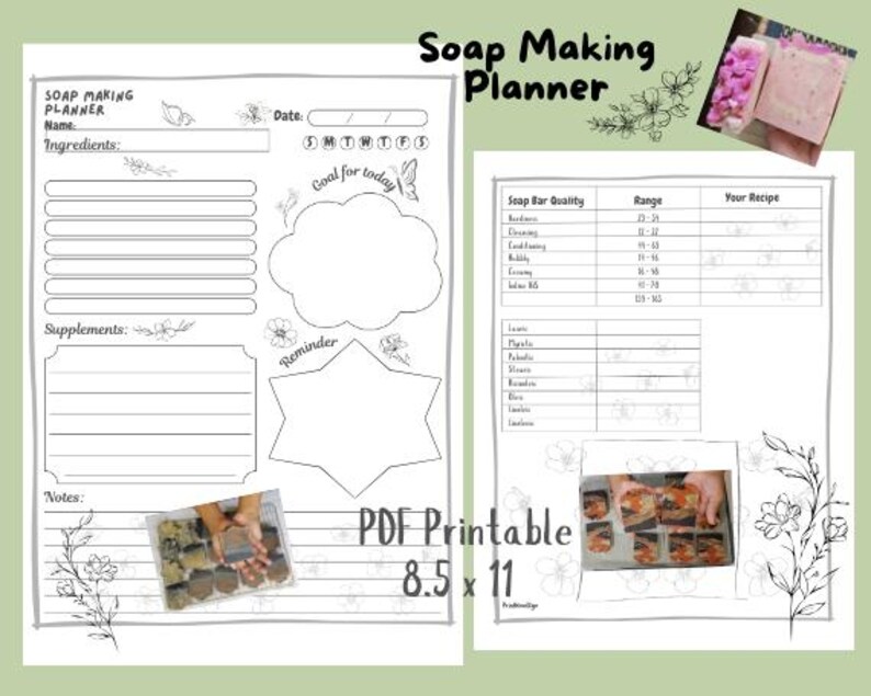 Soap Making Planner: Batch Recipe Log, Supplier List (PDF Download) - Etsy