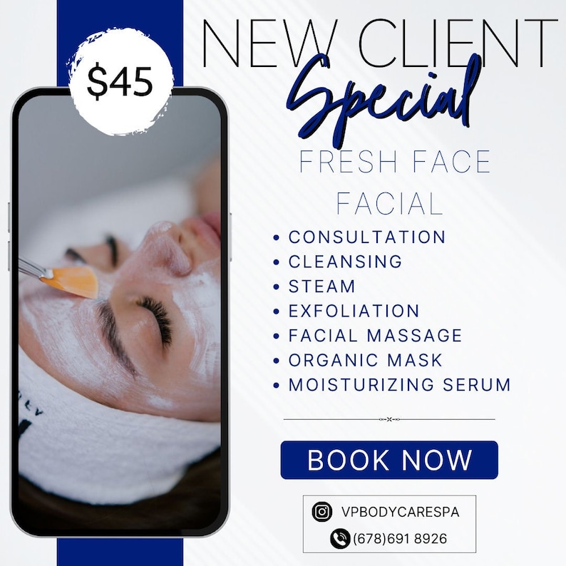 Facial Specials Flyer DIY Canva Template New Client Promo Flyer Book ...