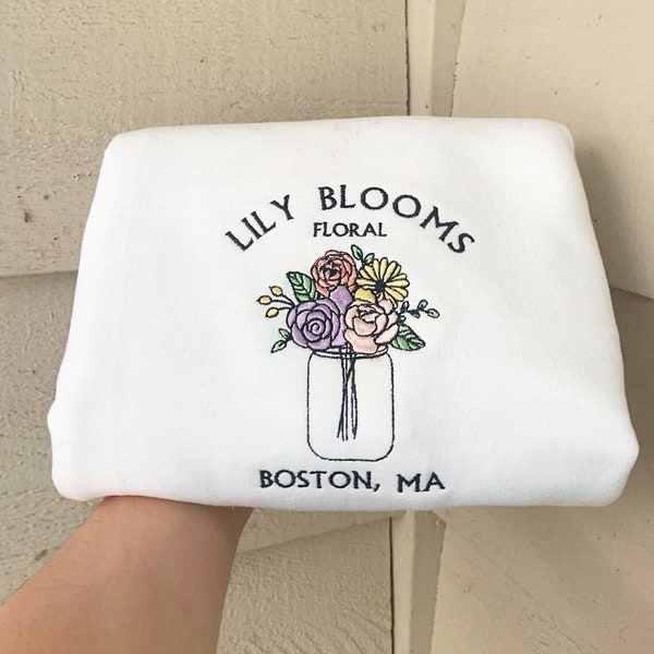 Lily Blooms Floral Shop geborduurd ronde hals/sweatshirt, het begint bij ons, het eindigt bij ons, BookTok Merch, Bookish Merch