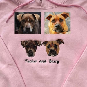 Custom Embroidered Pet Crewneck Sweatshirt, Embroidered Cartoon Pet Hoodie Using Pet Photo, Dog Mom, Personalized Dog/Cat Crewneck, Pet Gift
