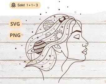 Space Girl Celestial Tattoo Design, SVG PNG Clipart