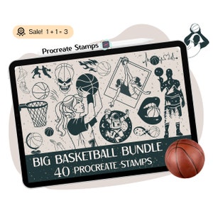40 TIMBRI Basket Procreate, PENNELLI Basket Procreate, Tatuaggio Basket, Clipart Basket, Set di pennelli Procreate, Pennello timbro Doodle