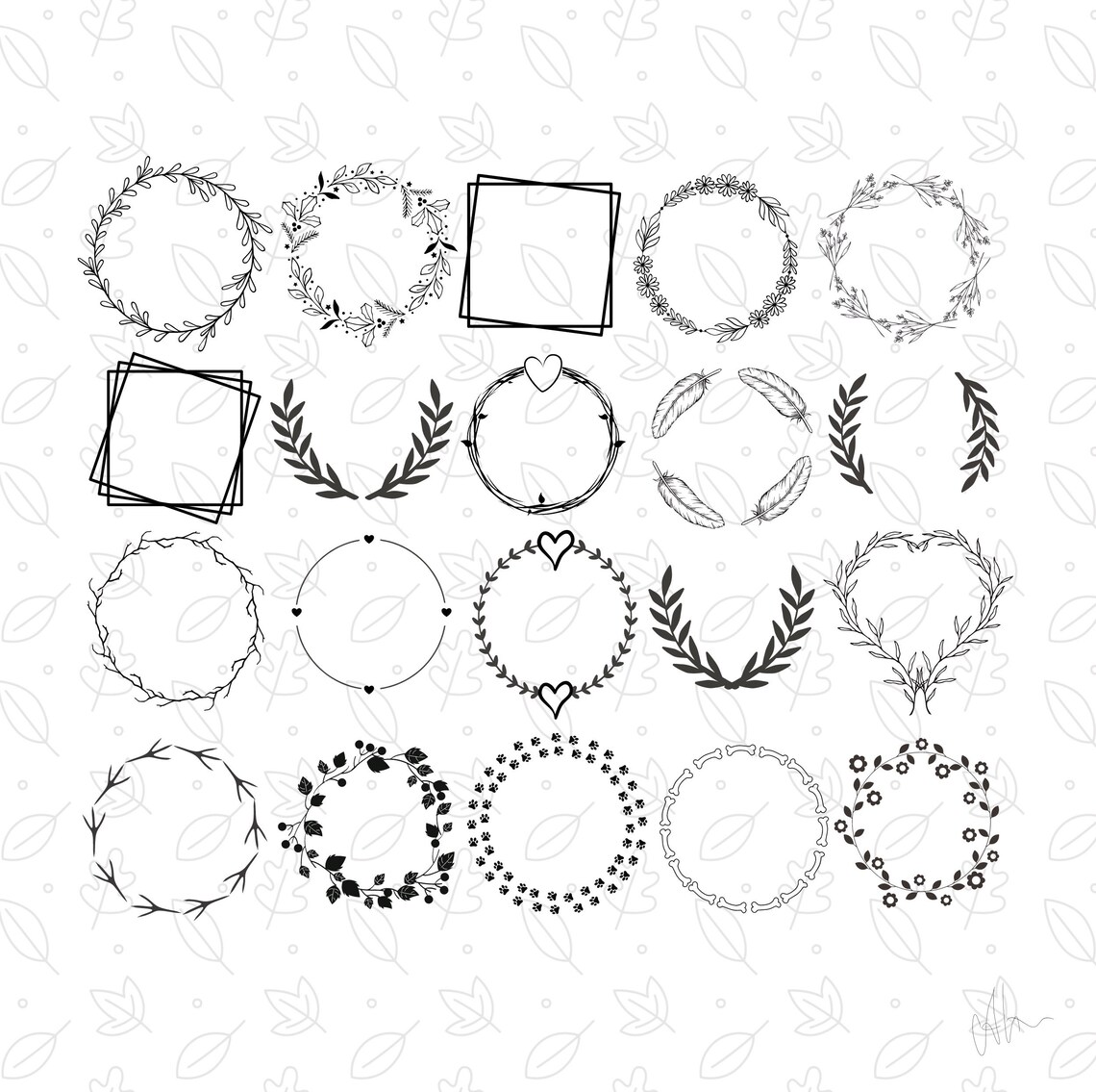 Floral Wreath SVG Bundle 110 Wreath SVG Circle SVG Heart - Etsy