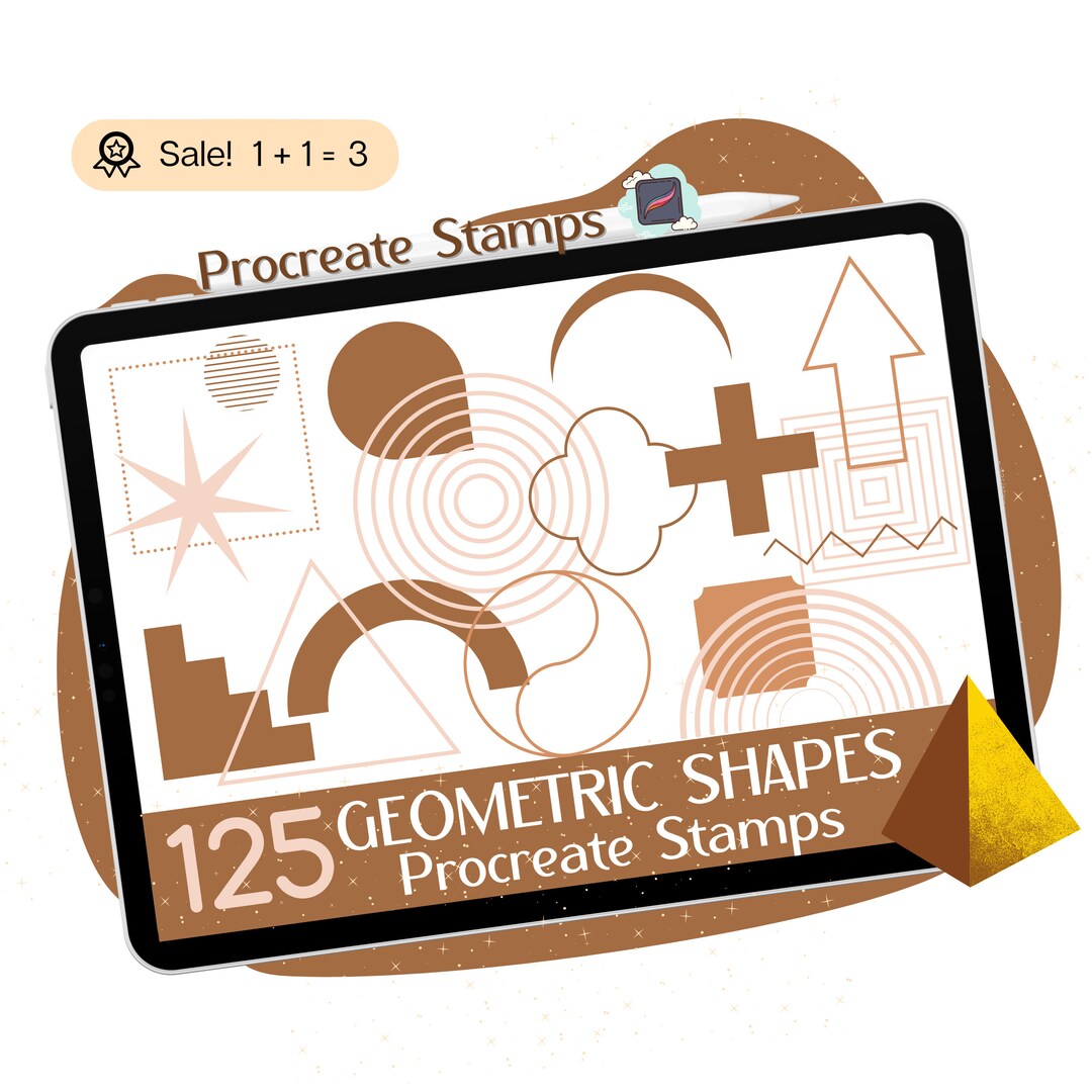 125 Geometric Shape Procreate STAMPS, Abstract STAMPS, Geometric