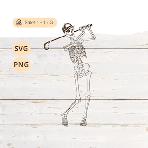 Esqueleto de golfista SVG PNG, Golf svg, Esqueleto SVG, Golf Life svg, Cráneo svg, Divertido Golf svg, Golf Tatoo, Png, Imágenes Prediseñadas, Camisa, Uso comercial