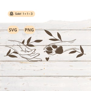Hand en hondenpoot SVG PNG, vrienden SVG, hond Svg, hondenliefhebber Svg, Besties svg, beste vrienden svg, hondenliefhebber png, tatoeage, shirt, clipart, Cricut