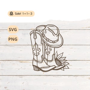 Cowboyhut und Stiefel SVG PNG, Western SVG, Cowboyhut svg, Cowboyboot svg, Wilder Westen png, Texas svg, Clipart Cut-Datei Cricut Western Tattoo