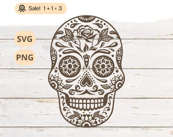 Mexican Sugar Skull SVG, PNG, Clipart, Day of the Dead