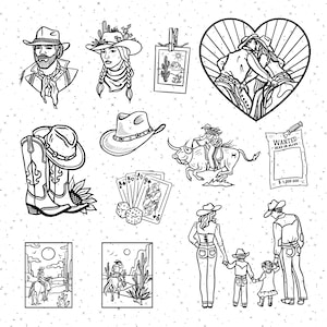 Wild West Procreate Stamps, Cowboy Doodle Brush Set (40) - Etsy